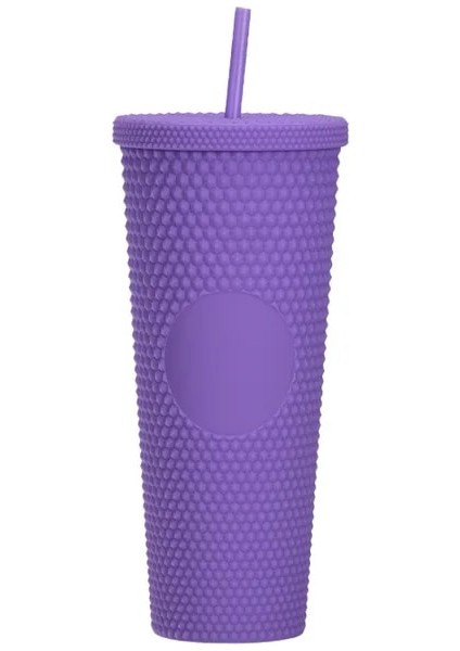Mor 710ML Kaliteli Mat Kaplama Çift Duvar Diy 700ML 710ML 22OZ 24OZ Plastik Çivili Durian Kupası Saman Bardak Tumblers Kendi Logo Etiketi ile (Yurt Dışından)