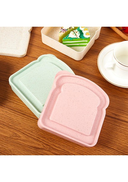 Haki Gıda Saklama Kutusu Bento Kapaklı Kutu Neme Dayanıklı Kolay Temizlenebilir Tost Şekli Taşınabilir Sandviç Günlük Kullanım (Yurt Dışından)