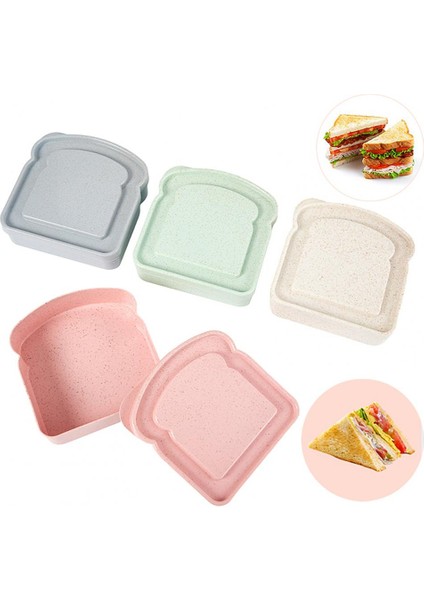 Haki Gıda Saklama Kutusu Bento Kapaklı Kutu Neme Dayanıklı Kolay Temizlenebilir Tost Şekli Taşınabilir Sandviç Günlük Kullanım (Yurt Dışından)