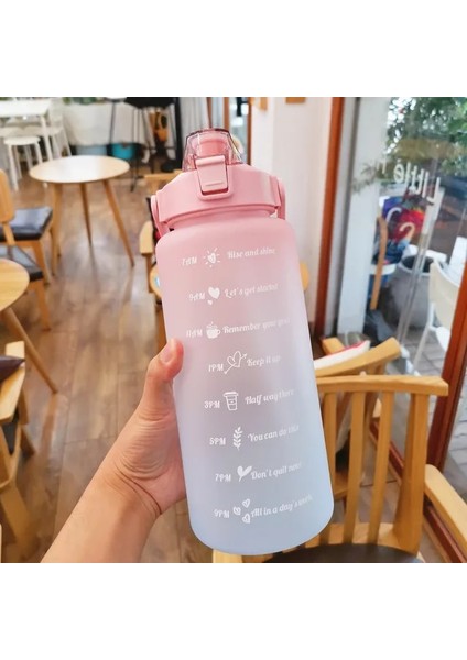 Mavi 2l 2 L Su Şişesi Kızlar Motivasyon Su Şişesi Saman Bardak Sızdırmaz Bpa Buzlu Bardak Zaman Ölçeği Açık Spor Su Şişeleri (Yurt Dışından)
