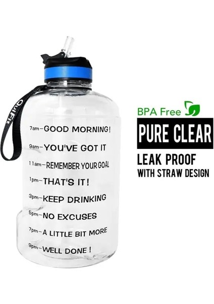 Şeffaf Şişe 2.2l 73OZ Quifit 3.78L 2.2l 128/73OZ Pipetli ve Zaman Işaretleyicili Spor Su Şişesi-Bpa Içermeyen Motivasyon Spor Salonu Su Sürahisi Dış Mekan Için Taşınabilir (Yurt Dışından)