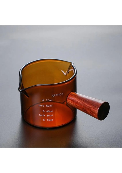 Amber Kahve Fincanı Isıya Dayanıklı Cam Espresso Ölçüm Fincan Çift Ağızlı Cam Süt Sürahisi Ahşap Saplı Cam Ölçekli Ölçü Kupalar (Yurt Dışından) fırsatları