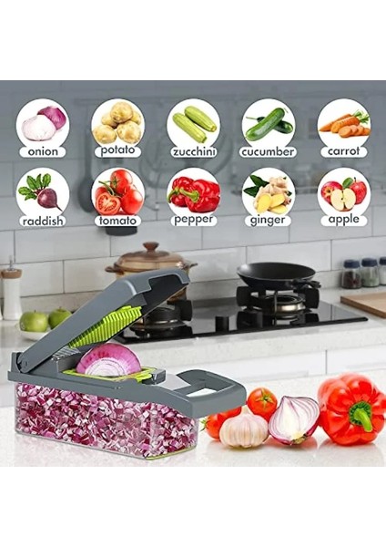Gri Kesici 12 In 1 Çok Fonksiyonlu Sebze Kesici Soğan Kıyıcı Öğütücüler Dilimleme Sepeti Meyve Patates Kıyıcı Havuç Rende Mutfak Aracı (Yurt Dışından) modelleri