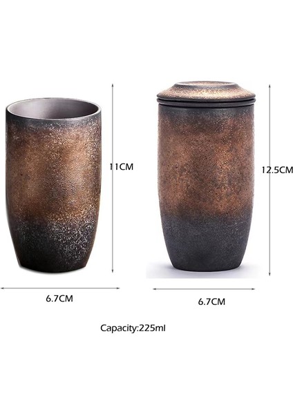 Altın Tek Fincan 225 ml Ins Kahve Fincanı Vintage El Yapımı Kaba Çömlek Kungfu Çay Kapaklı Bardak Latte Capuccino Flatcup Japon Tarzı 1 Adet/3 Adet Set (Yurt Dışından)