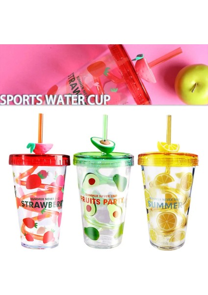 Kırmızı 401-500 ml Plastik Içme Bardakları Seti Ev Yeniden Kullanılabilir Bardak Kapaklı Saman 401-500 ml Şeffaf Plastik Içme Bardağı Kırmızı/sarı/yeşil (Yurt Dışından) fiyatları