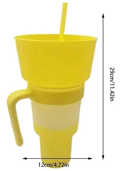 Sarı Çok Fonksiyonlu Renk Değiştiren Stadyum Bardak Sızdırmaz Seyahat Snack Combo Bardak Yetişkinler Için Ev Mutfak Aperatif Pipetli Bardak (Yurt Dışından)