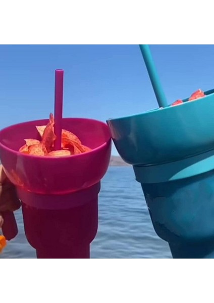 Sarı Çok Fonksiyonlu Renk Değiştiren Stadyum Bardak Sızdırmaz Seyahat Snack Combo Bardak Yetişkinler Için Ev Mutfak Aperatif Pipetli Bardak (Yurt Dışından)