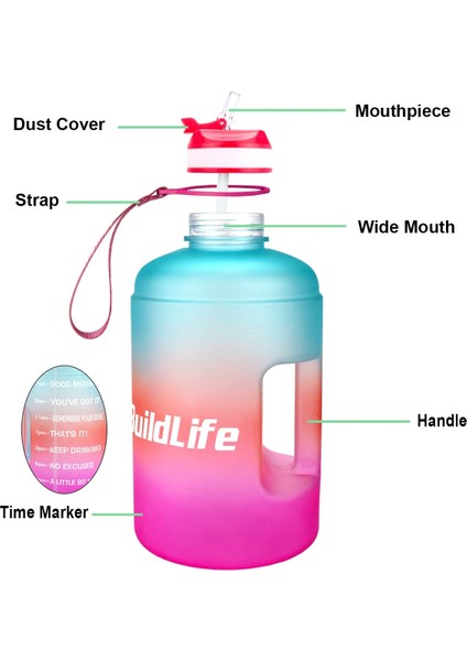 Şeffaf Şişe 2.2l 73OZ Quifit 3.78L 2.2l 128/73OZ Pipetli ve Zaman Işaretleyicili Spor Su Şişesi-Bpa Içermeyen Motivasyon Spor Salonu Su Sürahisi Dış Mekan Için Taşınabilir (Yurt Dışından) fırsatları
