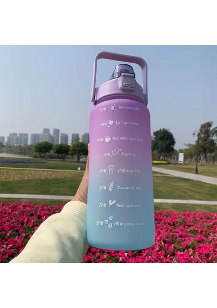 Yeşil 2.0l 2 Litre Su Şişesi Motivasyon Içme Suyu Şişesi Spor Su Şişesi Zaman Işaretleyici Çıkartmalar ile Taşınabilir Yeniden Kullanılabilir Plastik Bardaklar (Yurt Dışından)