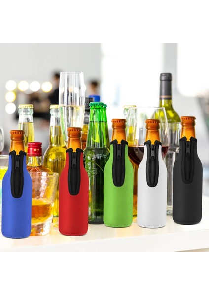 Mavi 1 Adet Bira Şişesi Soğutucu Kollu Halka Fermuar Katlanabilir Neopren Izolatörler Için 12 Oz 330 ml Şişeler Parti Içecek Termos (Yurt Dışından)