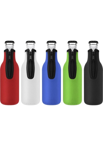 Mavi 1 Adet Bira Şişesi Soğutucu Kollu Halka Fermuar Katlanabilir Neopren Izolatörler Için 12 Oz 330 ml Şişeler Parti Içecek Termos (Yurt Dışından)