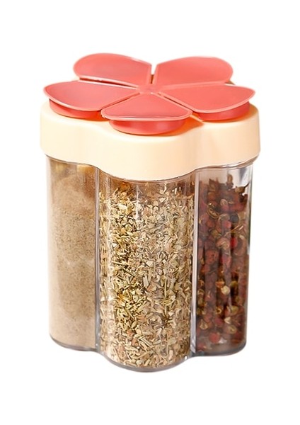 Orange-5 In 1 5 In 1 Baharat Kutusu Kapaklı Şeffaf Tuz Biber Baharat Kavanoz Kombinasyonu Baharat Dispenseri Saklama Kabı Mutfak Alet (Yurt Dışından)