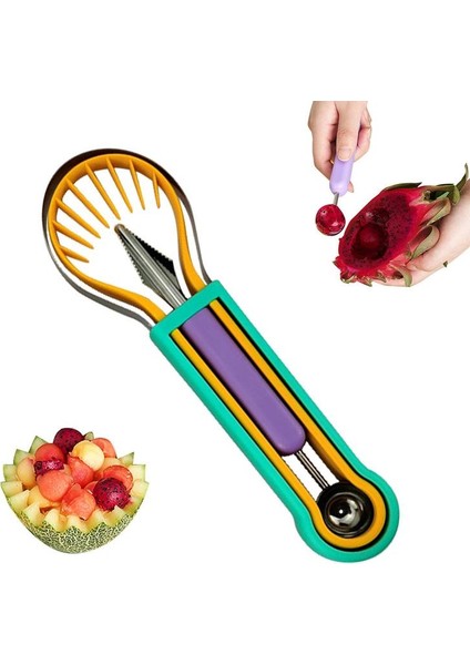 Renkli Avokado Dilimleyici Taşınabilir Meyve Topu Seçici Paslanmaz Çelik Bıçak Meyve Kesici Meyve Için Ergonomik Saplı Çok Amaçlı Dilimleme (Yurt Dışından) fiyatları