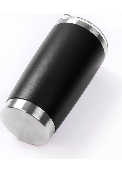 Siyah 20 Oz Paslanmaz Tumbler Seyahat Kupa Kahve Tumbler Çelik Termal Bardak Gözlük (Yurt Dışından)
