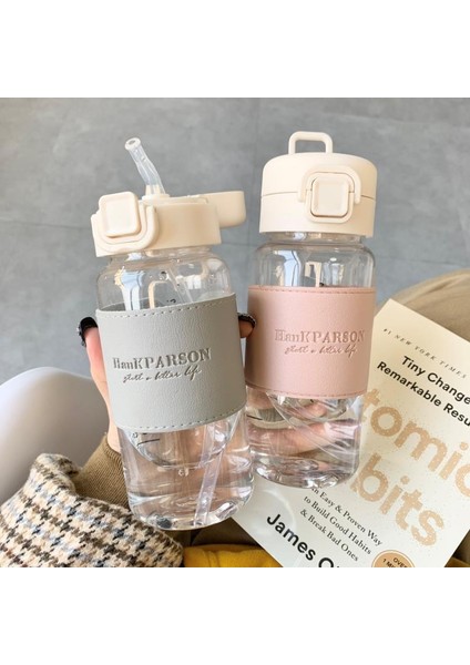 Pembe 400ML 1 Adet Yaratıcı Pipetli Su Şişesi Taşınabilir Sevimli Plastik Içme Suyu Şişesi Sızdırmaz Drinkware Içme Süt Kahve Çay (Yurt Dışından)