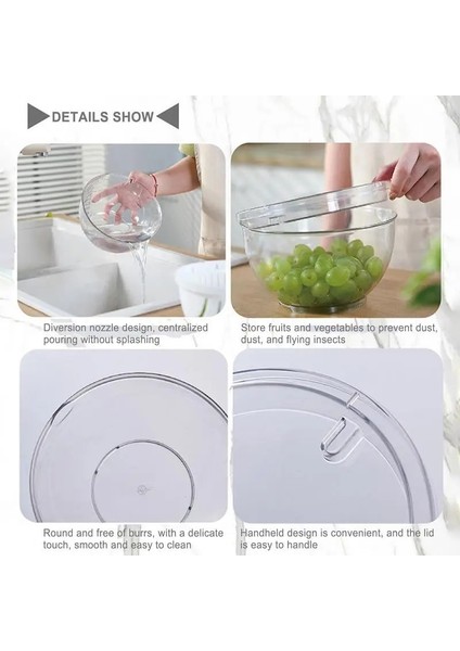 Şeffaf Salata Doğrayıcı Kapaklı Kase Kaliteli Salata Saklama Kabı Meyve ve Sebze Kesici ve Yıkama Kasesi Ev Için Dayanıklı Meyve Kurutma Kasesi (Yurt Dışından) fiyatları