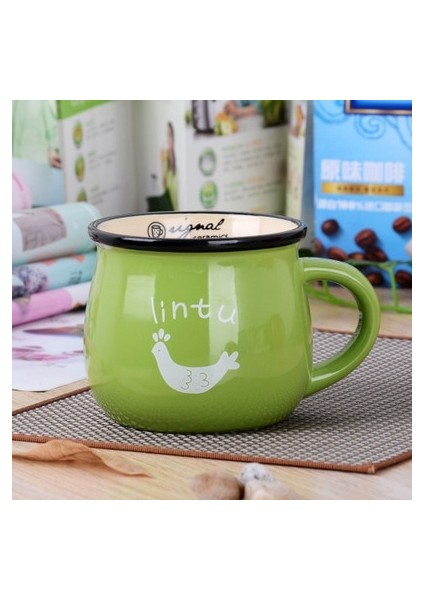 Stil 5 M-250ML Retro Seramik Kahve Kupa Karikatür Kupa Seyahat Fincan Kahvaltı Su Kupa Emaye Süt Bardak Karikatür Cappuccino Çay Bardağı Mutfak Malzemeleri (Yurt Dışından)