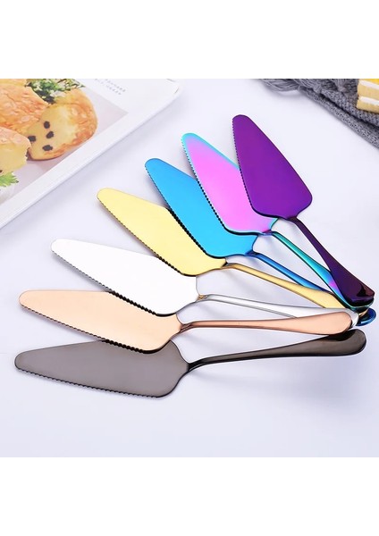 Stil 6 Renk Tırtıklı Paslanmaz Çelik Kek Kürek Kek Bıçağı Kesici Pizza Kek Spatula Peynir Bıçağı Üçgen Pizza Kürek Pişirme Aracı (Yurt Dışından) modelleri