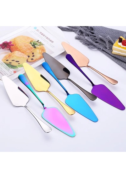 Stil 6 Renk Tırtıklı Paslanmaz Çelik Kek Kürek Kek Bıçağı Kesici Pizza Kek Spatula Peynir Bıçağı Üçgen Pizza Kürek Pişirme Aracı (Yurt Dışından) fırsatları