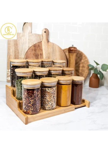 6 Adet-Yuvarlak 6 Adet 4 Oz Cam Baharat Saklama Kavanozları Bambu Kapaklı Mutfak Tuzluk Biber Çeşni Saklama Kabı Ot Baharat Araçları (Yurt Dışından)