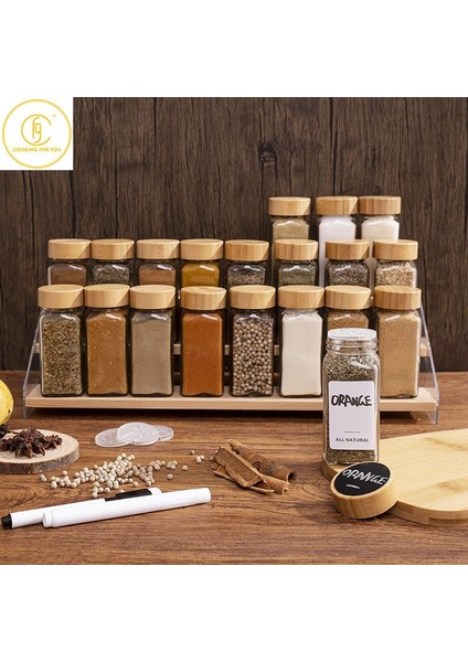 6 Adet-Yuvarlak 6 Adet 4 Oz Cam Baharat Saklama Kavanozları Bambu Kapaklı Mutfak Tuzluk Biber Çeşni Saklama Kabı Ot Baharat Araçları (Yurt Dışından)