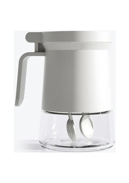 Izlanda Beyaz 350 ml Işık Lüks Cam Baharat Şişesi Mutfak Baharat Kavanoz Baharat Depolama Kaşıklı Şişe Nem Geçirmez Tuzluk (Yurt Dışından)