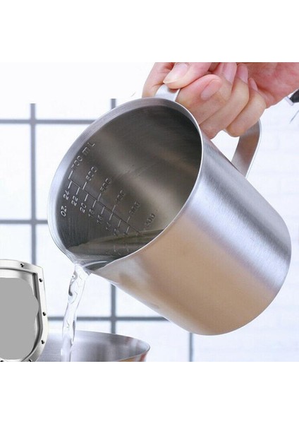 Gümüş 1000ML Kalınlaşmış 304 Paslanmaz Çelik Ölçme Kabı Ölçekli 2000ML 1000ML 500ML Büyük Kapasiteli Mutfak Pratik Ölçme Kabı (Yurt Dışından)