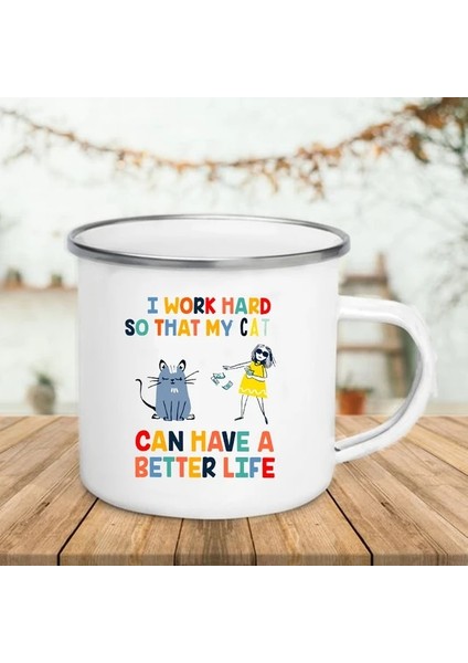 XH3347-A015WH-8 Gizlice Bir Kedi Olduğunu Gösteren 6 Işaret Baskı Kupalar Komik Yaratıcı Kahve Emaye Bardak Içecek Süt Kupa Kolu Drinkware Kedi Lover Hediye (Yurt Dışından)