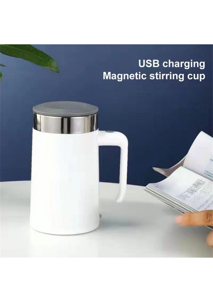 Siyah 450ML 450ML USB Şarj Edilebilir Otomatik Kendini Karıştıran Manyetik Kupa Yaratıcı 304 Paslanmaz Çelik Akıllı Kahve Süt Mikser Karıştırma Fincan (Yurt Dışından)
