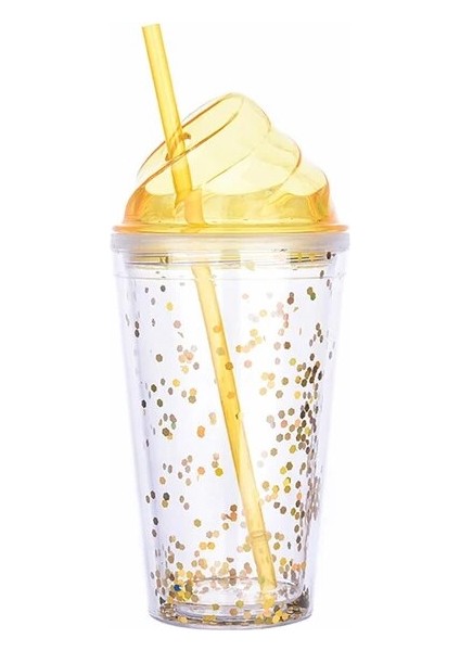 B3 Sarı 550ML Çift Duvar Kahve Pipetli Fincan Yeniden Kullanılabilir Seyahat Açık Kamp Içme Bardağı Meyve Suyu Çay Bira Kupa Tumbler Çocuklar Yetişkinler Için (Yurt Dışından)