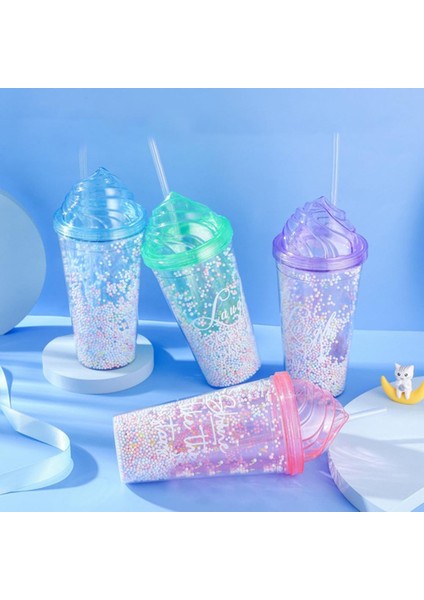 B3 Sarı 550ML Çift Duvar Kahve Pipetli Fincan Yeniden Kullanılabilir Seyahat Açık Kamp Içme Bardağı Meyve Suyu Çay Bira Kupa Tumbler Çocuklar Yetişkinler Için (Yurt Dışından)