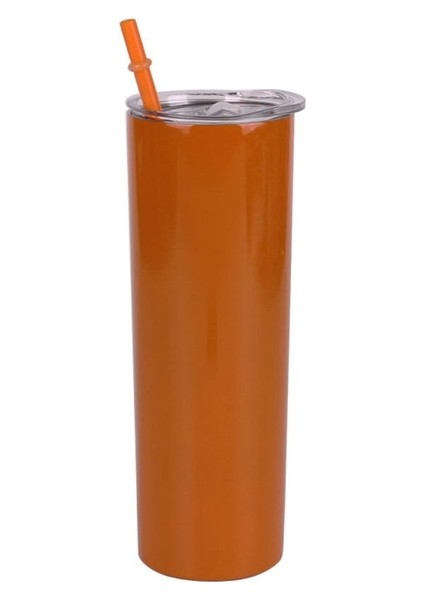 Turuncu 1 Adet 1/2/5 Adet 20 Oz Sıska Bardak Kapaklı ve Saman Paslanmaz Çelik Yalıtımlı Su Bardak Bardak Çift Katmanlı Sandık Tumbler Kupa (Yurt Dışından)