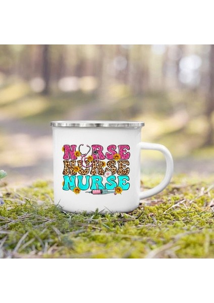 UXH207723-A015WH 360ML Hemşire Yaşam Baskı Kupalar Yaratıcı Kahve Fincanları Içecekler Tatlı Kahvaltı Süt Kupası Emaye Kupalar Kolu Drinkware Hemşire Için En Iyi Hediyeler (Yurt Dışından)