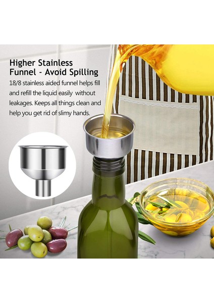 Cam Zeytinyağı ŞIŞESI-500 ml Dökücü ve Hunili Yeşil Yağ ve Sirke Şişesi-Zeytinyağı Sürahisi (Yurt Dışından) fiyatları