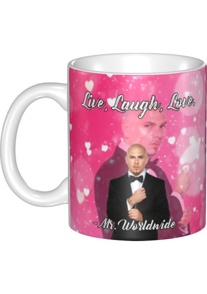 Stil 2 301-400ML Bay Dünya Çapında Yaşamak Diyor Gülmek Aşk Pembe Kupa Özelleştirilmiş Pitbull Seramik Kahve Kupa Bardak Yaratıcı Hediye (Yurt Dışından)
