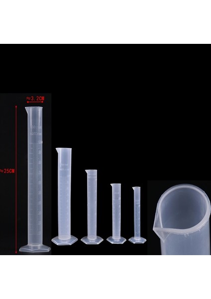 50ML B 1 Adet Şeffaf Ölçüm Plastik Dereceli Silindir Plastik Deneme Testi Sıvı Tüp Laboratuvar Aracı 10/25/50/100/250/500/1000ML (Yurt Dışından)