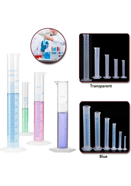 50ML B 1 Adet Şeffaf Ölçüm Plastik Dereceli Silindir Plastik Deneme Testi Sıvı Tüp Laboratuvar Aracı 10/25/50/100/250/500/1000ML (Yurt Dışından)