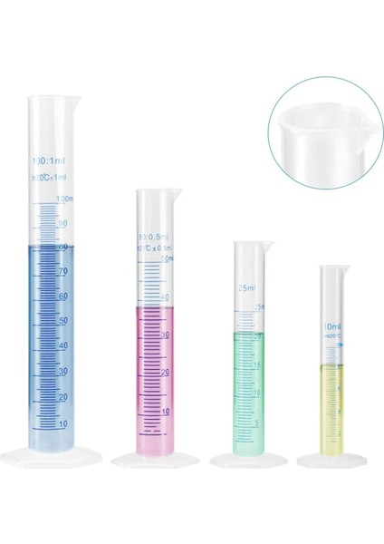50ML B 1 Adet Şeffaf Ölçüm Plastik Dereceli Silindir Plastik Deneme Testi Sıvı Tüp Laboratuvar Aracı 10/25/50/100/250/500/1000ML (Yurt Dışından)