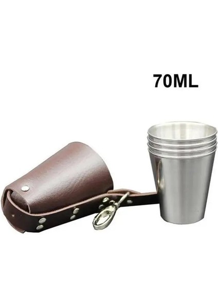 01 4 Adet 51-100ML Şarap Bardakları Toksik Olmayan Drinkware Seti 130G Metal Bira Bardağı Tuhaf Kokusuz Paslanmaz Çelik Kapaksız Içme Araçları 70ML (Yurt Dışından)