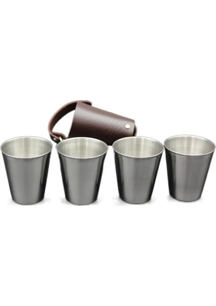 01 4 Adet 51-100ML Şarap Bardakları Toksik Olmayan Drinkware Seti 130G Metal Bira Bardağı Tuhaf Kokusuz Paslanmaz Çelik Kapaksız Içme Araçları 70ML (Yurt Dışından)