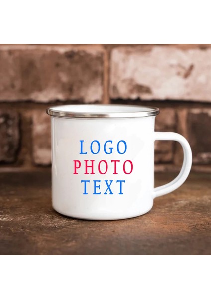 Beyaz 301-400 ml Özelleştirilmiş Emaye Kupa Logo Fotoğraf Metin Süblimasyon Baskı Ofis Ev Komik Su Bardakları Kahvaltı Süt Kahve Çay Bardağı Hediye (Yurt Dışından) modelleri