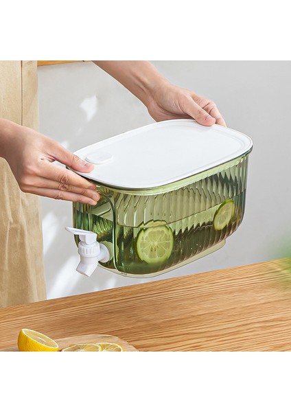 Yeşil 4l Buzdolabı Soğuk Su Isıtıcısı Musluklu Şeffaf Buzdolabı Soğuk Su Sürahileri Büyük Kapasiteli Meyve Suyu Kovası Mutfak Drinkware (Yurt Dışından) fiyatları