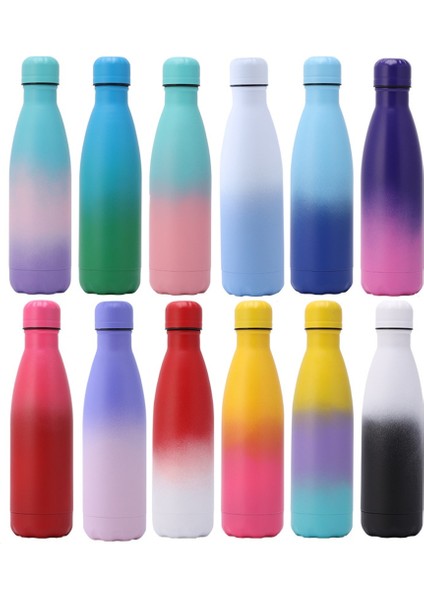 No.8 500ML Renk Değiştirme Yalıtımlı Paslanmaz Çelik Termos Kupa Spor Su Şişesi Sıcak Soğuk Su Şişesi Termos Kahve Fincanı (Yurt Dışından)
