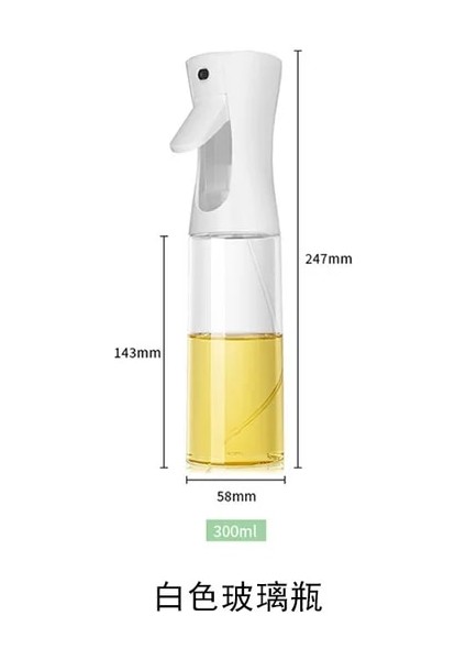 300 ml Beyaz Cam 200/500 ml Şeffaf Yağ Sprey Şişesi Mutfak Ev Yenilebilir Zeytinyağı Cam Şişe Atomize Puslu Barbekü Yağdanlık Tankı Hava Fritöz (Yurt Dışından)