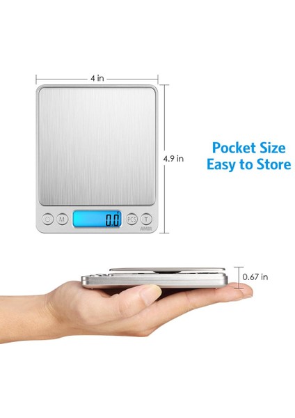 Siyah Amır Dijital Mutfak Terazisi 3 Kg/0.1g Mini Cep Pişirme Gıda Terazileri Paslanmaz Çelik Takı Terazisi Arkadan Aydınlatmalı LCD Ekran (Yurt Dışından)