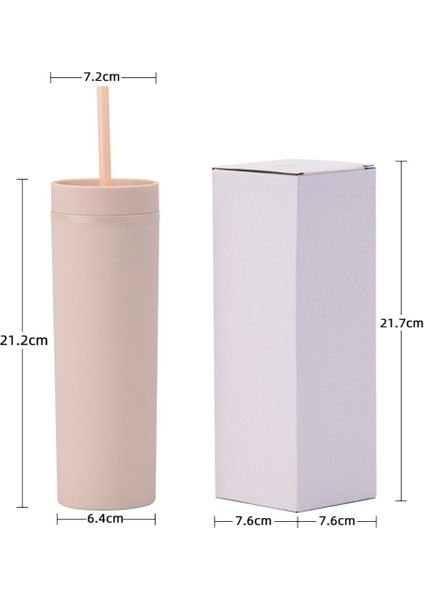 19 450ML 450ML Çift Duvar Ince Sıska Mühürlü Tumbler Renkli Su Kapaklı Şişe Saman Düz Bardak Yalıtımlı Kahve Kupa Spor (Yurt Dışından)