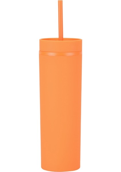 19 450ML 450ML Çift Duvar Ince Sıska Mühürlü Tumbler Renkli Su Kapaklı Şişe Saman Düz Bardak Yalıtımlı Kahve Kupa Spor (Yurt Dışından)