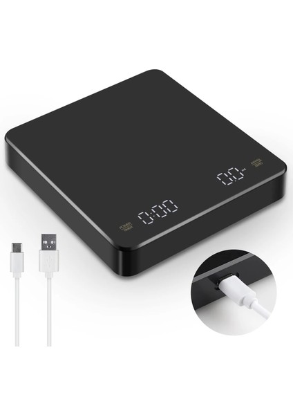 Otomatik Zamanlama Şarjı 5kg 5kg/0.1g Taşınabilir Elektronik Terazi Damla Kahve Yüksek Hassasiyetli Zamanlama Ev Mutfak Terazisi LED Ekran 5kg Akıllı Mutfak Terazisi (Yurt Dışından)