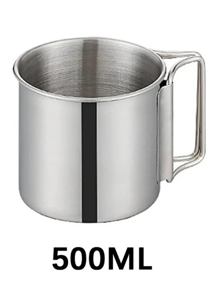 500ML 1 Adet Bardak Gösterildiği Gibi 250/350/500ML Paslanmaz Çelik Kamp Bardağı Açık Yürüyüş Seyahat Çay Kahve Bira Kupaları Katlanır Saplı Su Şişesi Drinkware (Yurt Dışından)