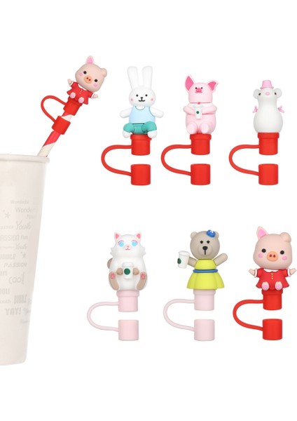 Stil 9 Yaratıcı Yeniden Kullanılabilir Silikon Saman Fişi Yüksek Kaliteli Içme Toz Kapağı Cam Bardak Aksesuarları Karikatür Fişler Ipuçları Kapak Saman Fırçası (Yurt Dışından)